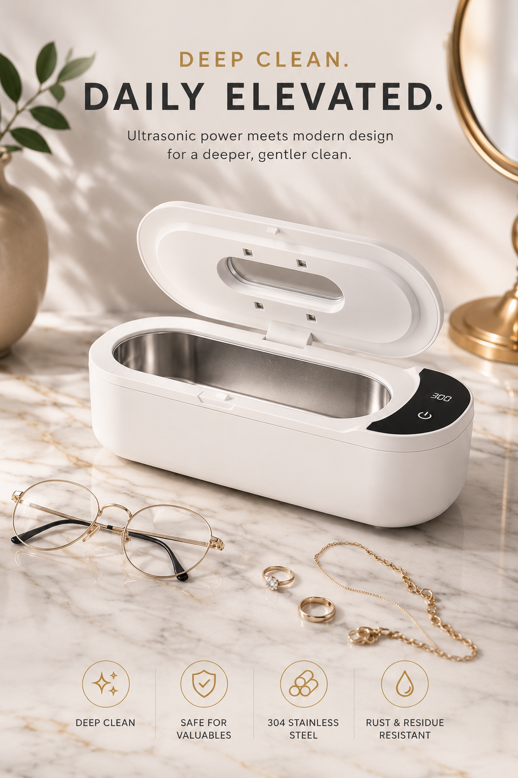 ⁠Aura Sonic™ 2-in-1 Ultrasonic & UV Sanitizing Cleaner